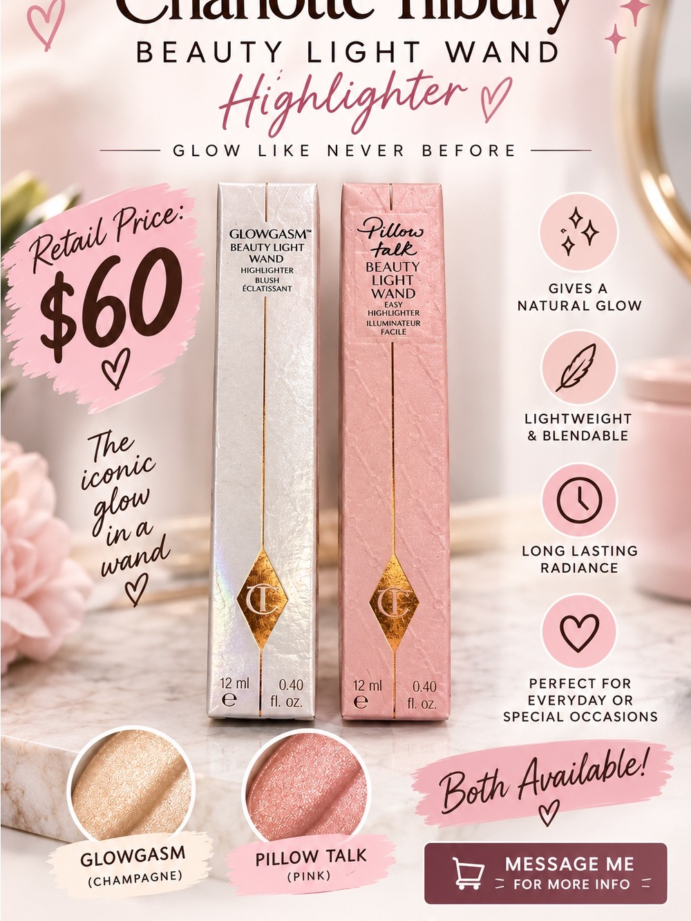 Charlotte Tilbury Beauty Light Wand Highlighter — Champagne & Pink